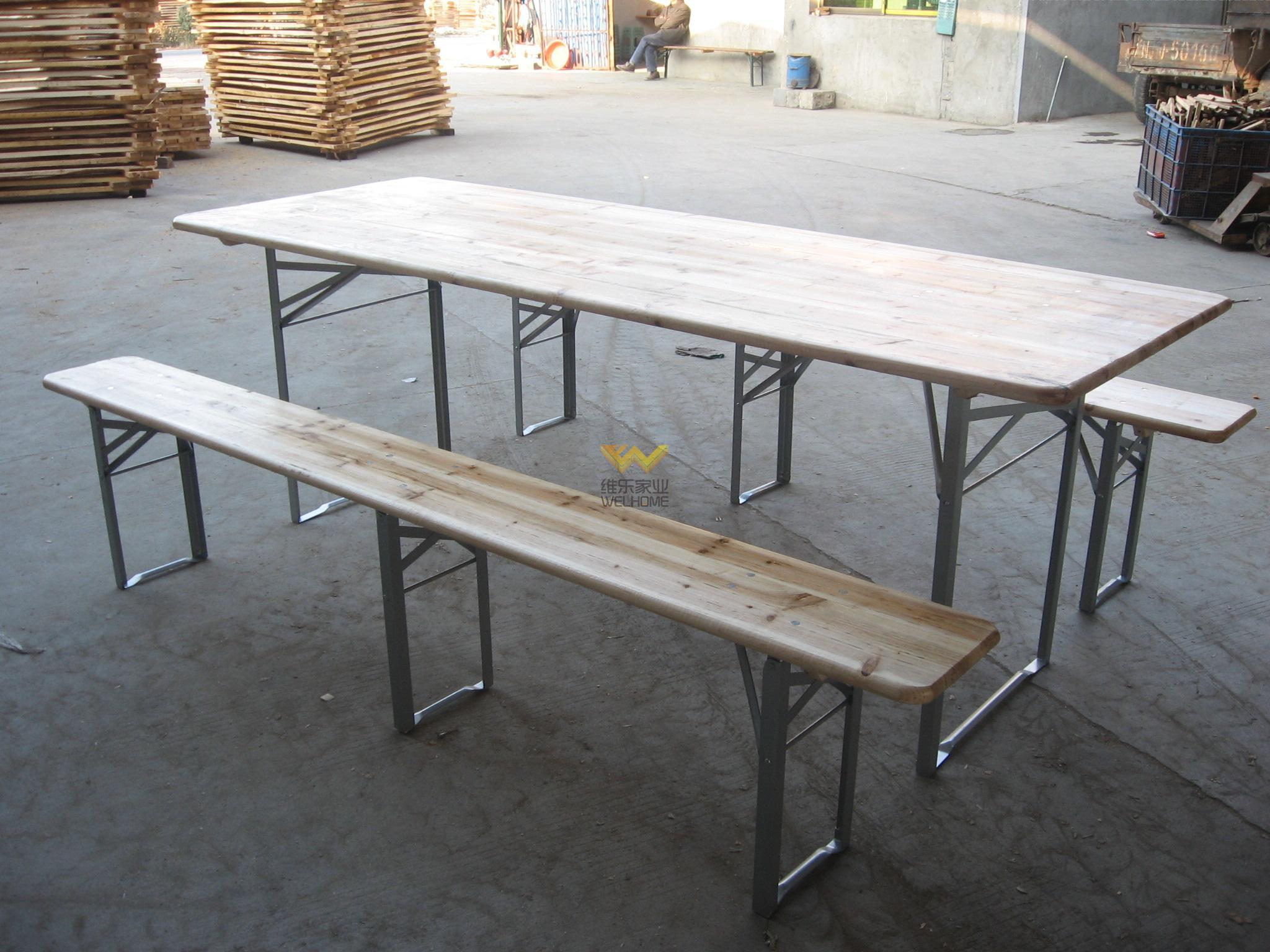 Solid wood outdoor picnic table and bench 